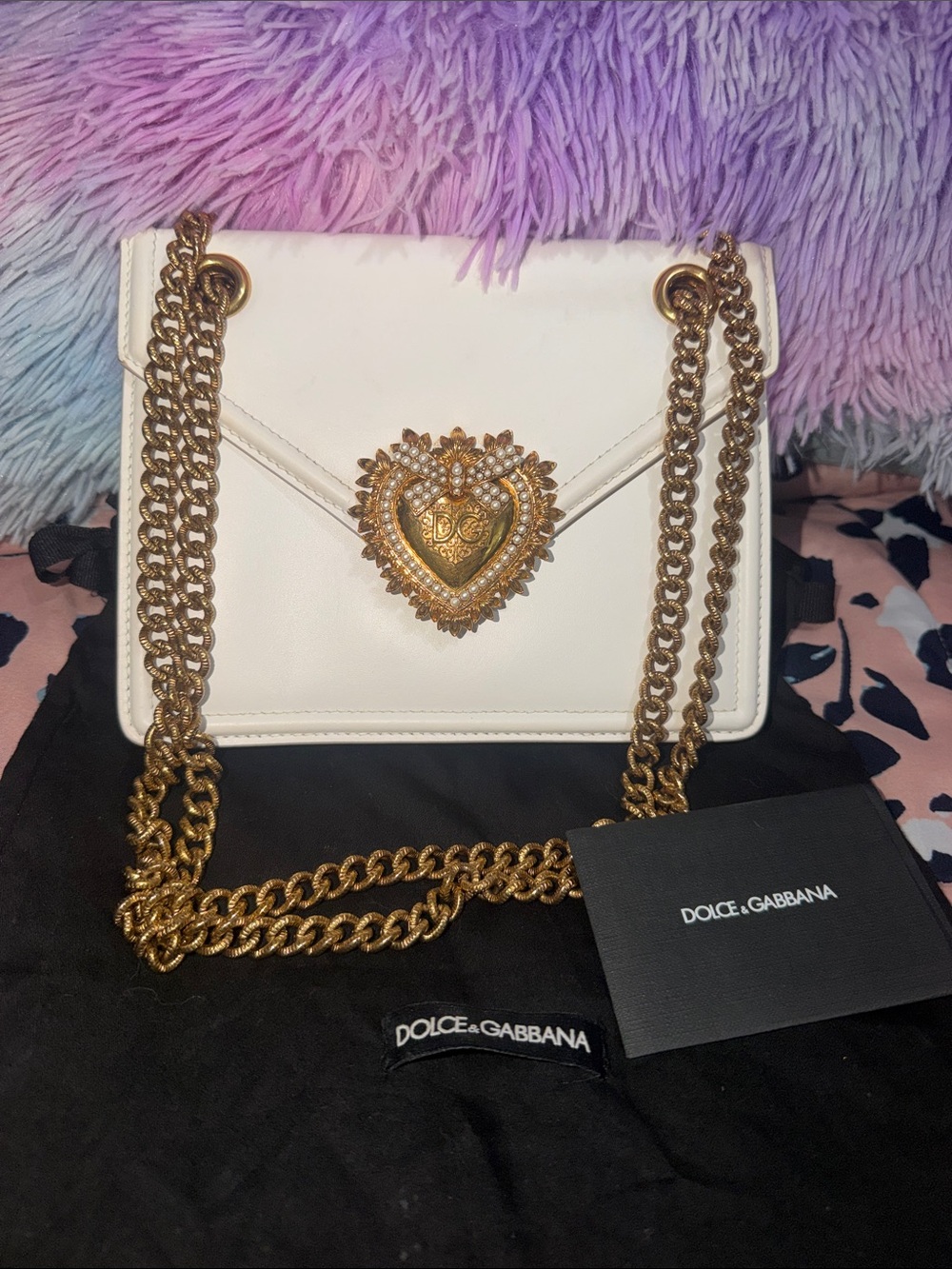 Authentic Dolce & Gabbana Devotion Bag – White & Gold 🤍✨